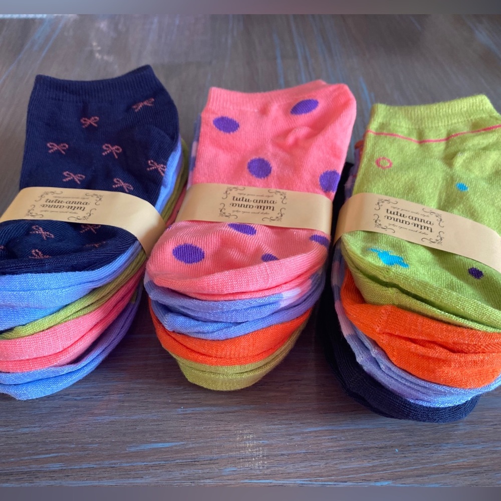 15 pairs girls multicolored ankle socks OS